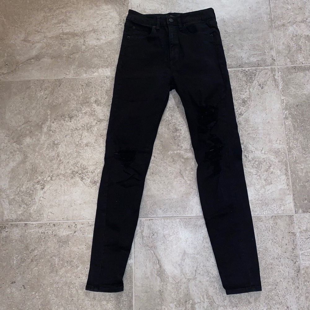 Wild Fable Women's Size 0 Black Denim Highest Rise Ripped Skinny Jeans